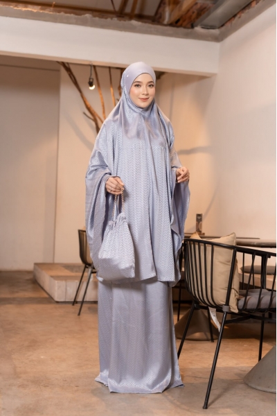 Telekung Aluna Silver Blue